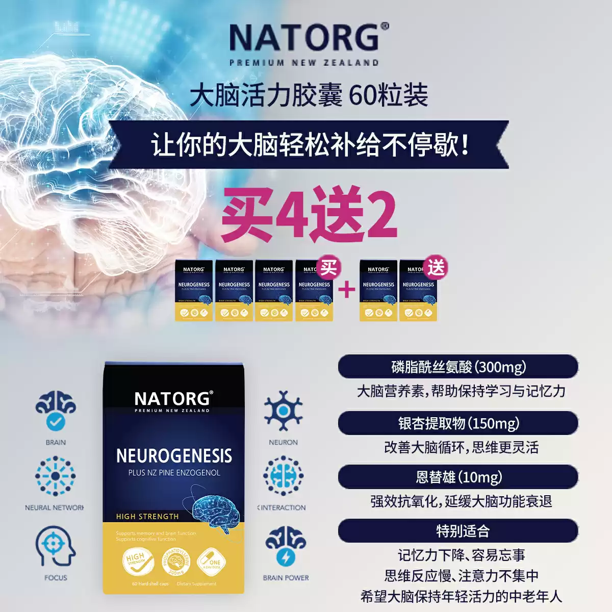NATORG Neurogenesis 60s buy 4 get 2 for free